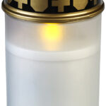 Solar-LED-Grabkerze mit flackerndem Licht und Akku, 12,5 cm, weiss