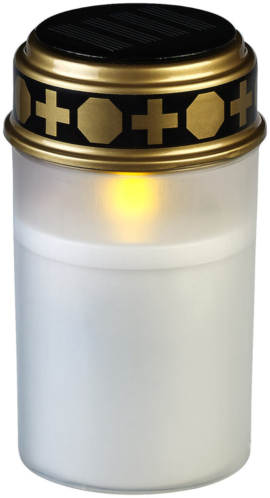 Solar-LED-Grabkerze mit flackerndem Licht und Akku, 12,5 cm, weiss Solar-LED-Grabkerze mit flackerndem Licht und Akku, 12,5 cm, weiss