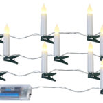 LED-Tannenbaum-Lichterkette, 10 Kerzen, Timer, Batteriebetrieb, 130 cm