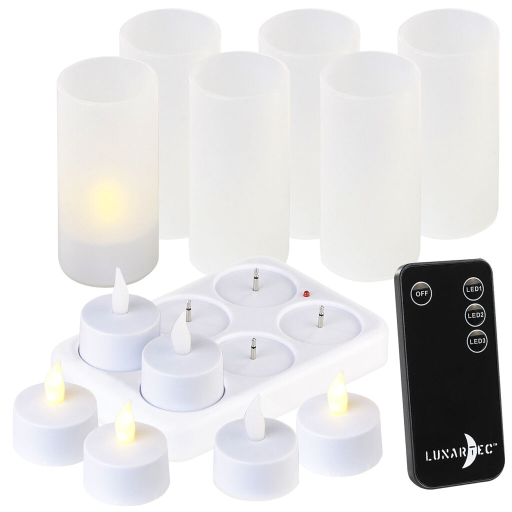 6er-Set Akku-LED-Teelichter mit Ladestation, Fernbedienung, 15 Std. 6er-Set Akku-LED-Teelichter mit Ladestation, Fernbedienung, 15 Std.