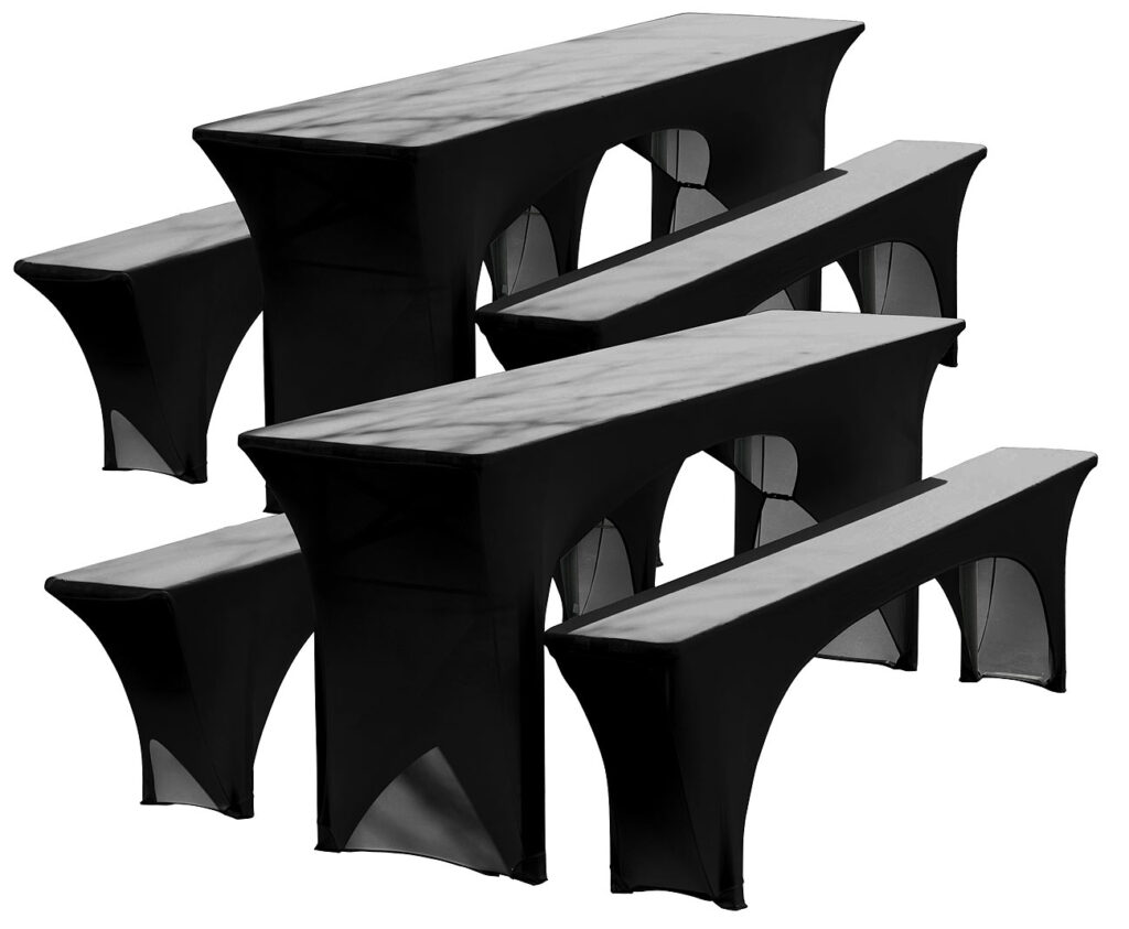 3-teiliges Stretch-Hussen-Set für Biertischgarnitur, anthrazit, 2er-Set 3-teiliges Stretch-Hussen-Set für Biertischgarnitur, anthrazit, 2er-Set