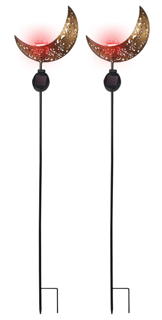 2er Set Solar-Mondleuchte mit RGB- LEDs und Erdspiess, IP44 2er Set Solar-Mondleuchte mit RGB- LEDs und Erdspiess, IP44