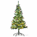 Weihnachtsbaum mit roten Beeren, 180 cm, 364 Zweige, 240 LEDs