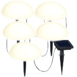 Solar-Bodenlichterkette mit 5 warmweissen Halbkugeln, Lichtsensor, IP44