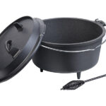 Dutch Oven aus Gusseisen mit Standfüssen, 2in1-Deckel & -Pfanne, 9 l