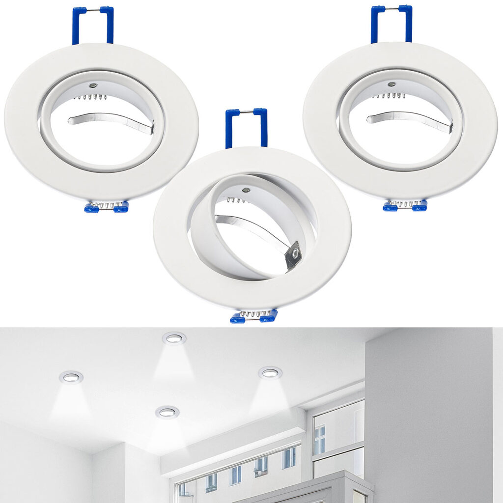 3er-Set Alu-Einbaustrahler-Rahmen, einstellbarer Abstrahlwinkel, weiss 3er-Set Alu-Einbaustrahler-Rahmen, einstellbarer Abstrahlwinkel, weiss