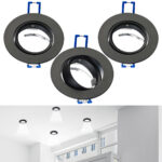3er-Set Alu-Einbaustrahler-Rahmen, Abstrahlwinkel einstellbar, schwarz