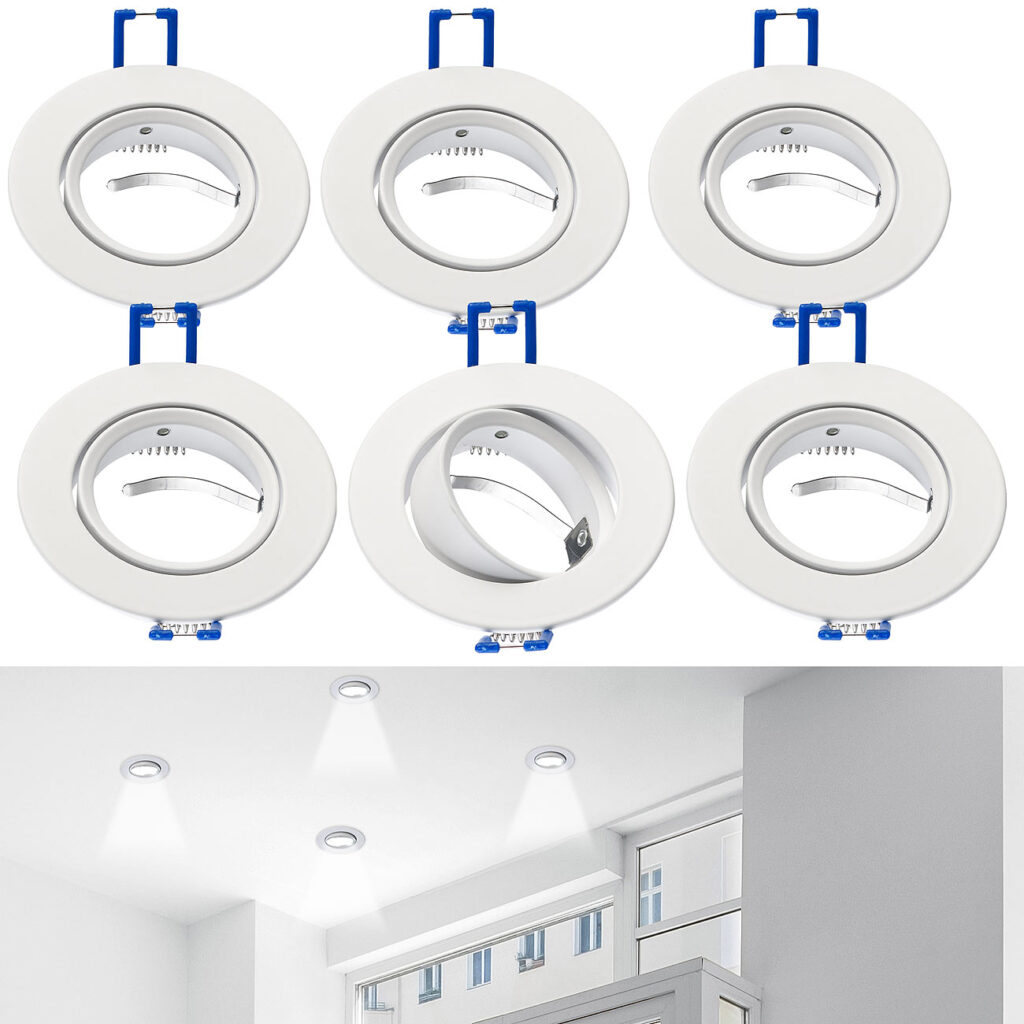 6er-Set Einbaustrahler-Rahmen, einstellbarer Abstrahlwinkel, weiss 6er-Set Einbaustrahler-Rahmen, einstellbarer Abstrahlwinkel, weiss