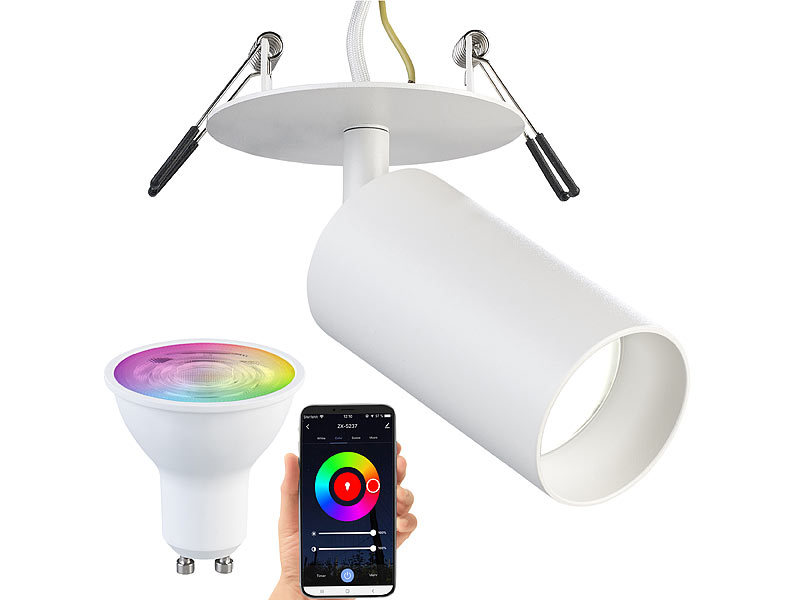 Schwenkbarer Alu-Wand- & Deckenspot, weiss, inkl. ZigBee-LED-Spot Schwenkbarer Alu-Wand- & Deckenspot, weiss, inkl. ZigBee-LED-Spot