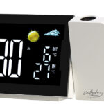 Funk-Wetterstation mit Projektionswecker, Aussensensor, USB-Port, weiss