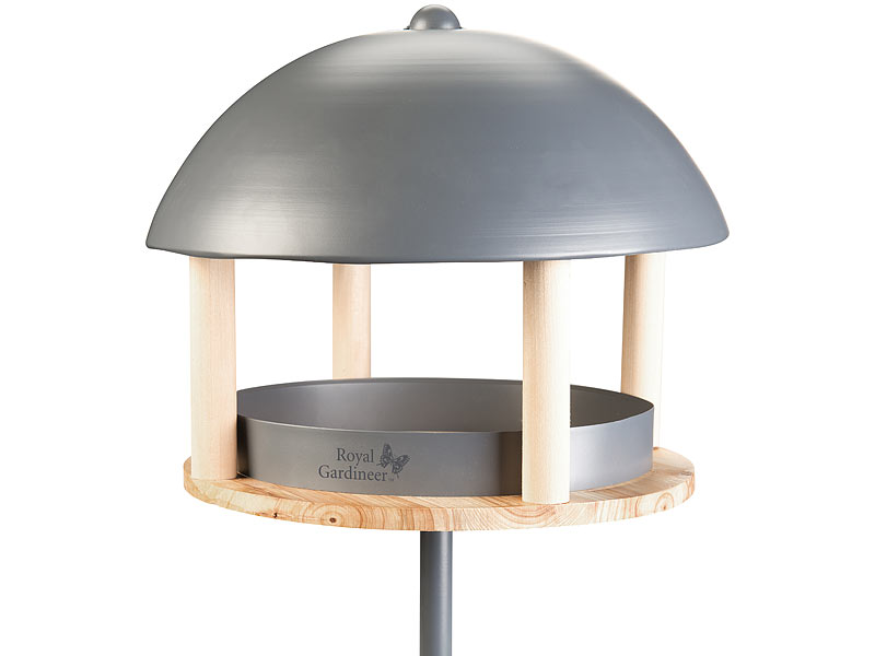 XL-Vogelhaus, Metalldach, Erdspiess & Futterfläche aus Holz, Ø 33,5 cm XL-Vogelhaus, Metalldach, Erdspiess & Futterfläche aus Holz, Ø 33,5 cm