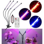 4-flammige LED-Pflanzenlampe, rot & blau, 360°-Schwanenhals, USB