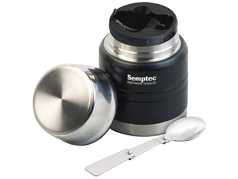 Doppelwand Edelstahl-Thermobecher für Getränke & Suppen, Löffel, 350 ml Doppelwand Edelstahl-Thermobecher für Getränke & Suppen, Löffel, 350 ml
