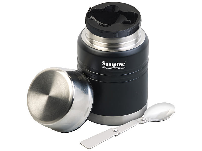 Doppelwand Edelstahl-Thermobecher für Getränke & Suppen, Löffel, 500 ml Doppelwand Edelstahl-Thermobecher für Getränke & Suppen, Löffel, 500 ml