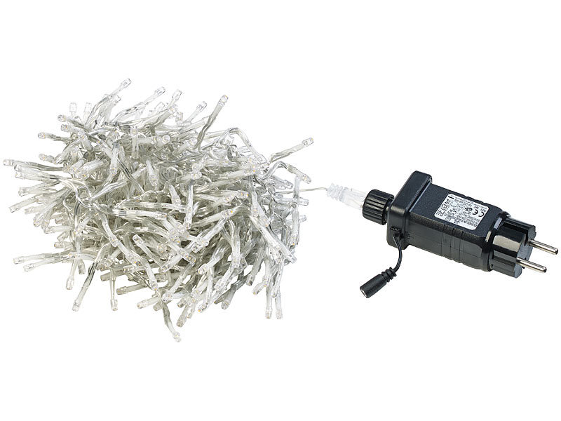 LED-Büschel-Lichterkette, 300 warmweisse LEDs, App, 3 m, transparent LED-Büschel-Lichterkette, 300 warmweisse LEDs, App, 3 m, transparent