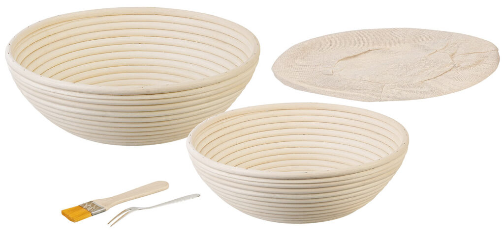 2er-Set Gärkörbe, Ø 25 & 30 cm, Abdecktücher, Gabel, Reinigungspinsel 2er-Set Gärkörbe, Ø 25 & 30 cm, Abdecktücher, Gabel, Reinigungspinsel