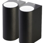 2er-Set Runde LED-Wandleuchte, Up/Down Lampe, 2x GU10 Sockel, IP44, schwarz
