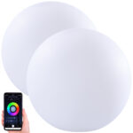 2er-Set WLAN-Akku-Leuchtkugeln, RGBW-LEDs, App, 576 lm, IP54, Ø 30 cm
