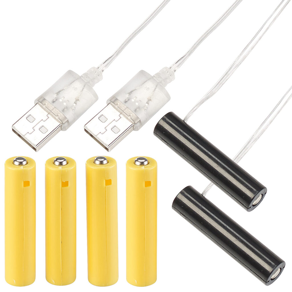 2er Set USB Universal Batterie- Adapter, ersetzt bis zu 6 AAA-Batterien 2er Set USB Universal Batterie- Adapter, ersetzt bis zu 6 AAA-Batterien