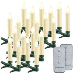 20er-Set LED-Outdoor-Weihnachtsbaum-Kerzen mit Timer, warmweiss, IP44