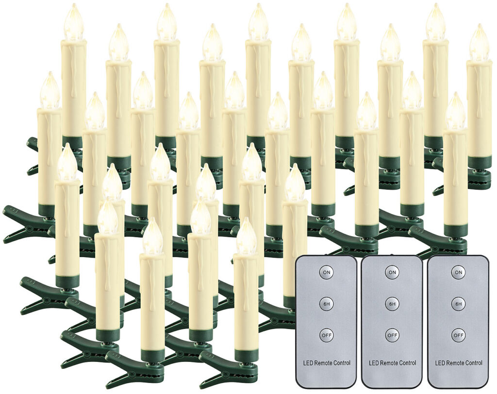 30er-Set LED-Outdoor-Weihnachtsbaum-Kerzen mit Timer, warmweiss, IP44 30er-Set LED-Outdoor-Weihnachtsbaum-Kerzen mit Timer, warmweiss, IP44