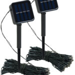 2er-Set Solar-Lichterketten, 100 LEDs, 8 Modi, 12 m, Dämmerungssensor