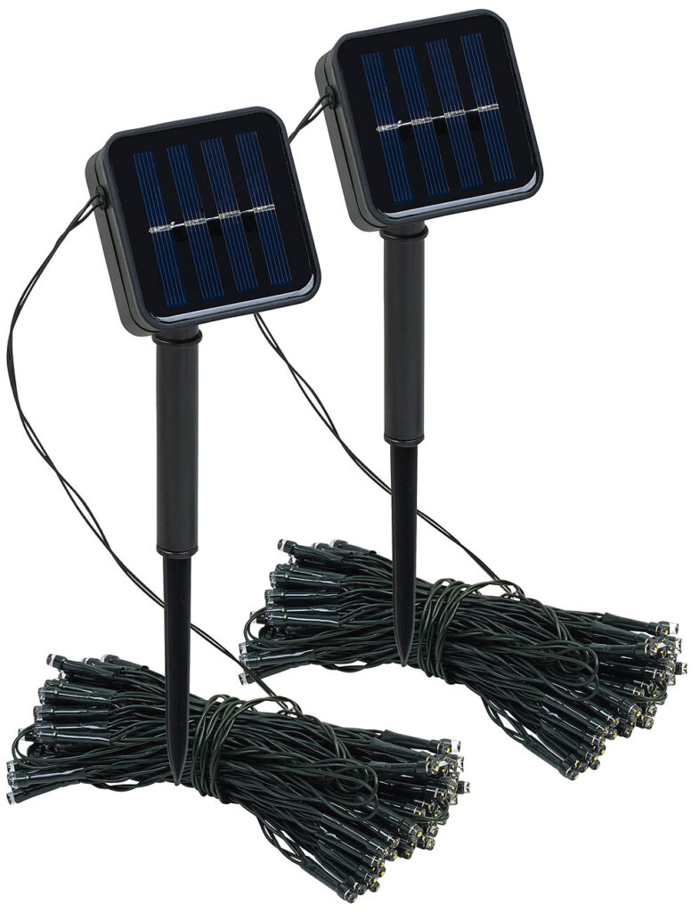 2er-Set Solar-Lichterketten, 100 LEDs, 8 Modi, 12 m, Dämmerungssensor 2er-Set Solar-Lichterketten, 100 LEDs, 8 Modi, 12 m, Dämmerungssensor