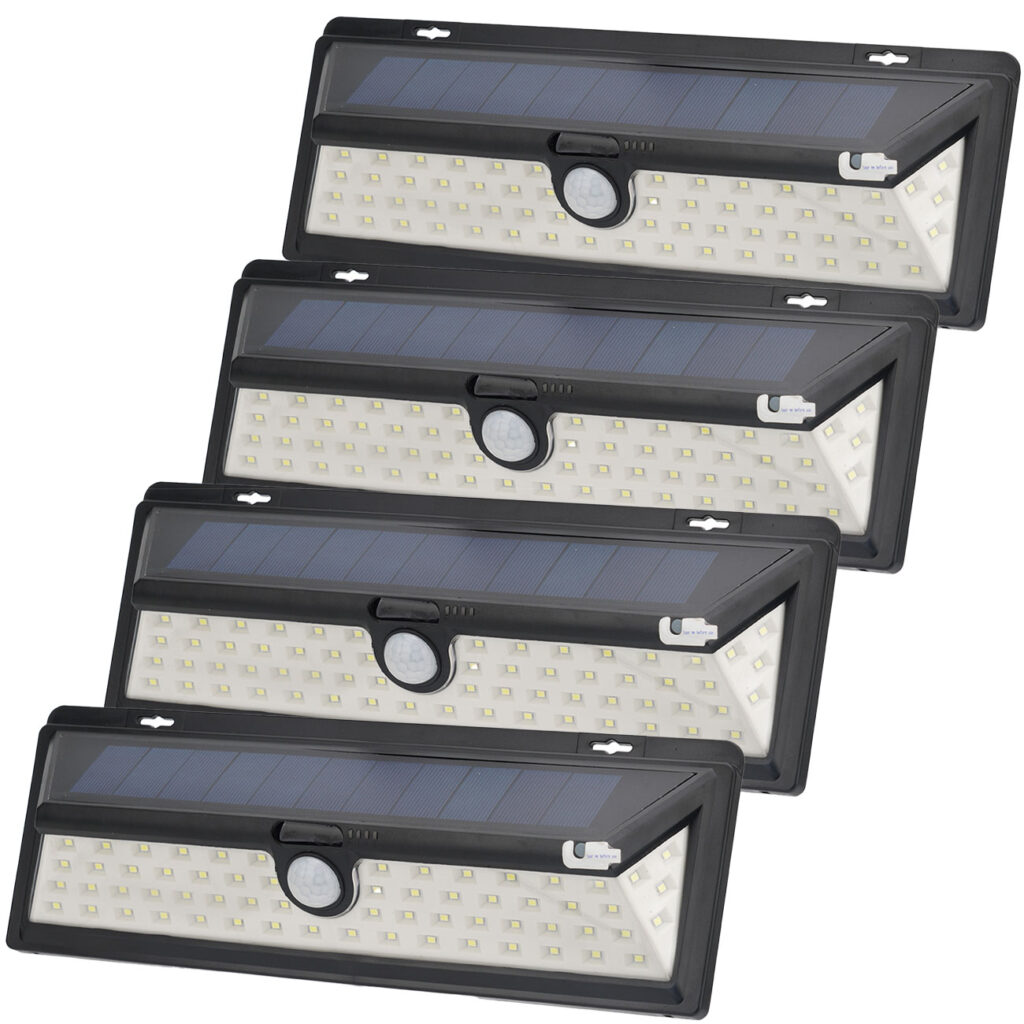 4er-Set Wandleuchte, mit Solarpanel, mit Bewegungs-Sensor, 800 Lumen, 13,2 Watt