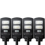 4er-Set LED Solar Strassenleuchte mit Lichtsensor & Fernbedienung, 100 Watt, IP65
