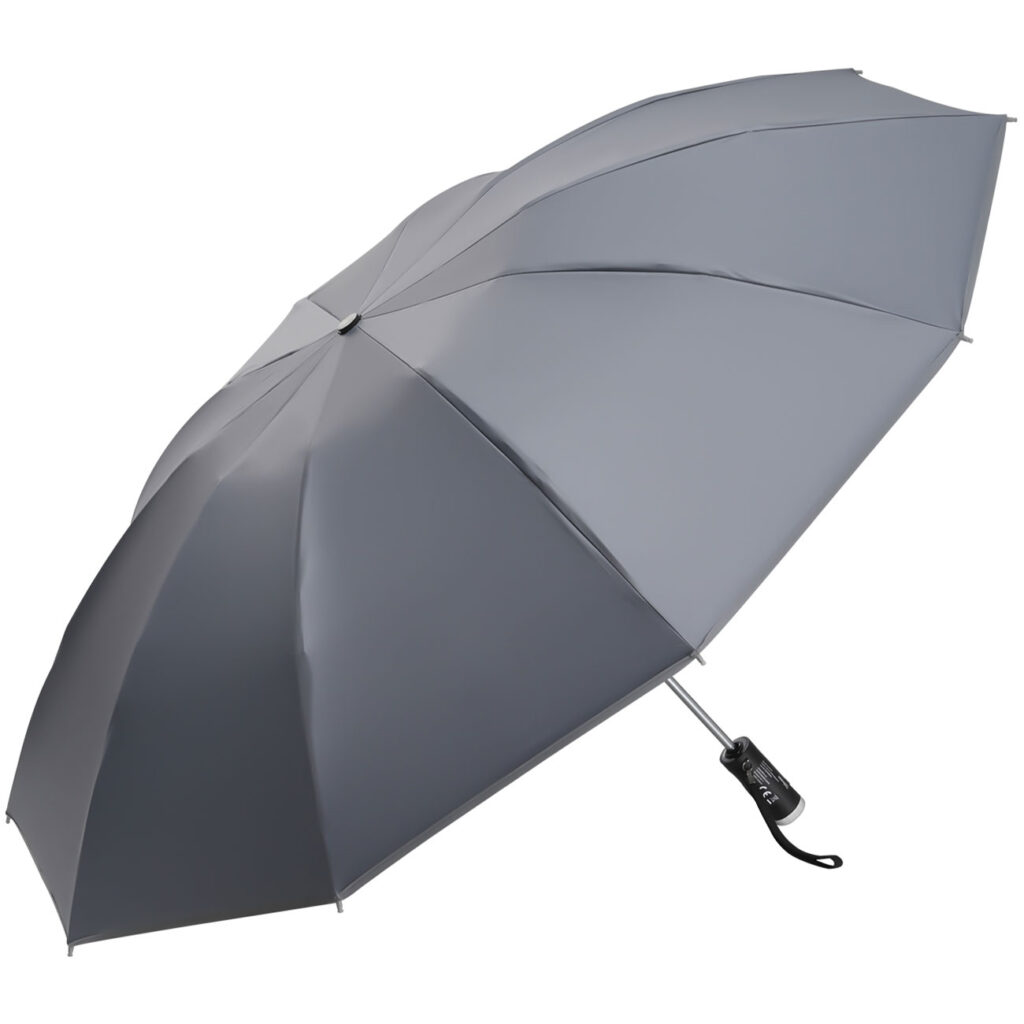 Faltbarer Regenschirm mit LED-Taschenlampe, anthrazit Faltbarer Regenschirm mit LED-Taschenlampe, anthrazit