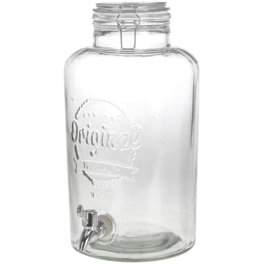 Getränkespender aus Glas, mit Zapfhahn, 8 L, mit Glasdeckel