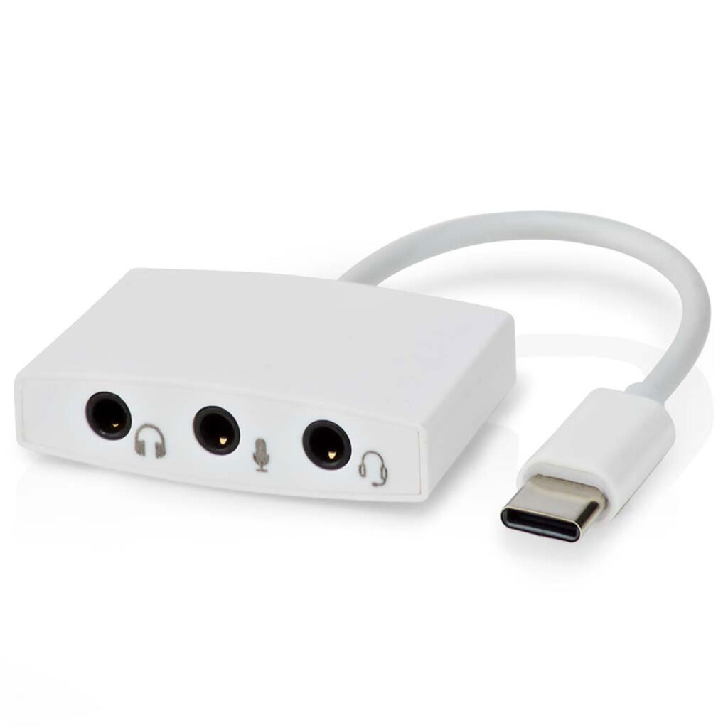 USB-C auf 3,5mm Kopfhörer Adapter, 3 x Klinkenanschluss, Audioadapter