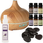 Wellness-Set aus Duftlampe, 6, 6 Düften, 9 Hot-Stones und Lavendelöl