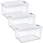 3er-Set Vorratsbox, 30 Liter, transparent