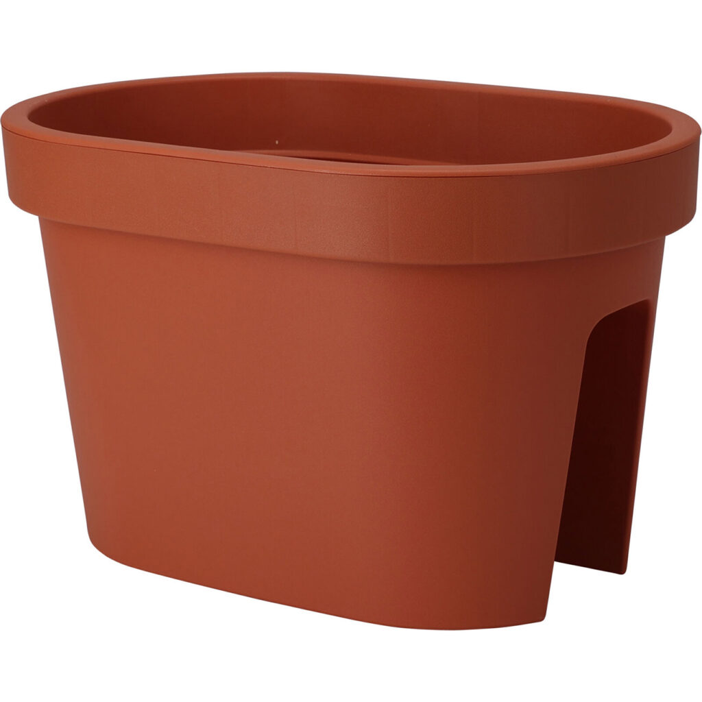 Balkon-Blumentopf oval, terracotta, Geländertopf, 27 x 40 x 25 cm
