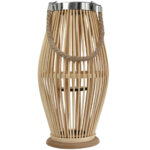 Laterne aus Bambus mit Windlicht aus Glas, natur, Ø 24 x Höhe 48 cm