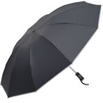 Faltbarer Regenschirm mit LED-Taschenlampe, schwarz