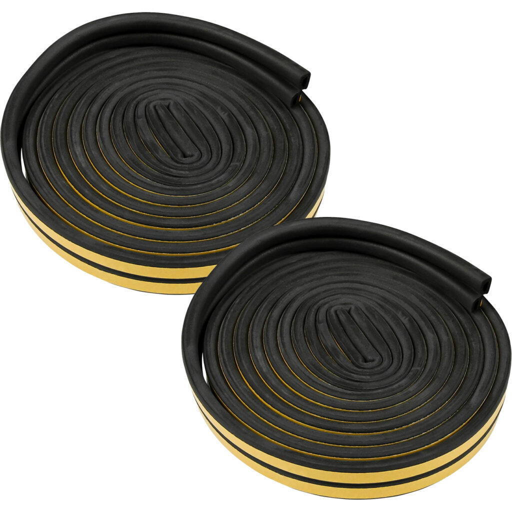 D-Profil Zugluft Dichtungsstreifen, 4er-Set, schwarz, 3m x 9mm x 4mm, selbstklebend