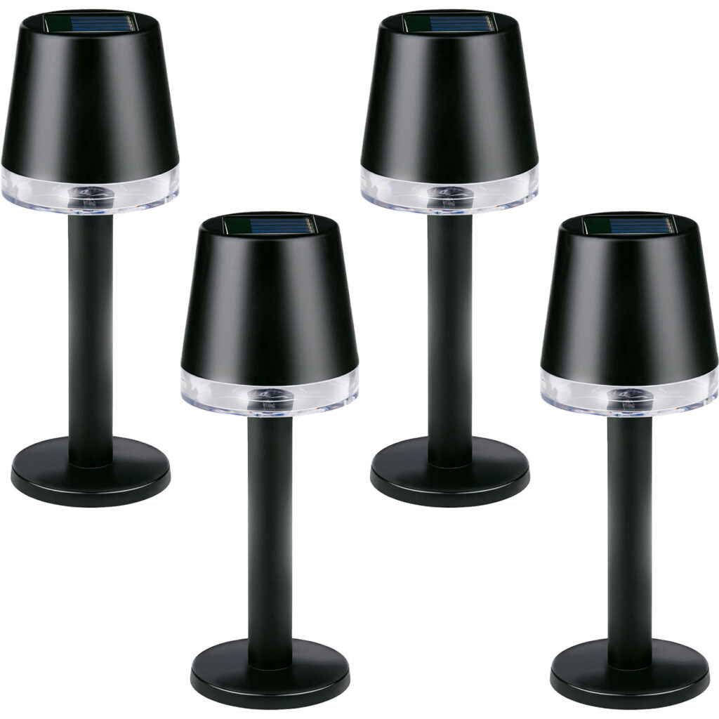 4er-Set Moderne Solar Tischleuchte, schwarz
