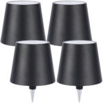 4er-Set Akku Flaschenlampe, dimmbar, 3 Lichtfarben, schwarz