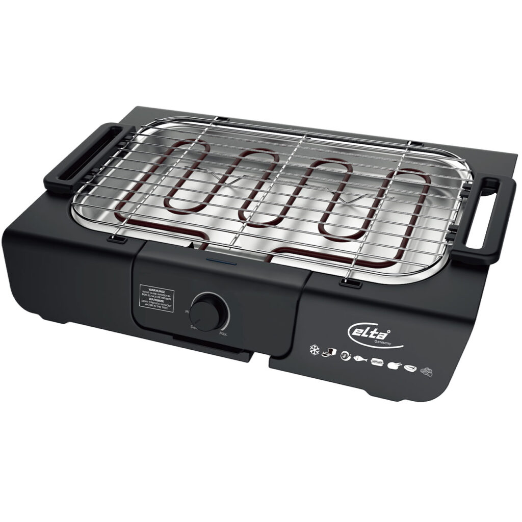 Elektrischer Tischgrill, schwarz, 2000 Watt