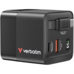 Ladeadapter mit ausziehbaren USB-C Kabel, GaN, 65W, schwarz