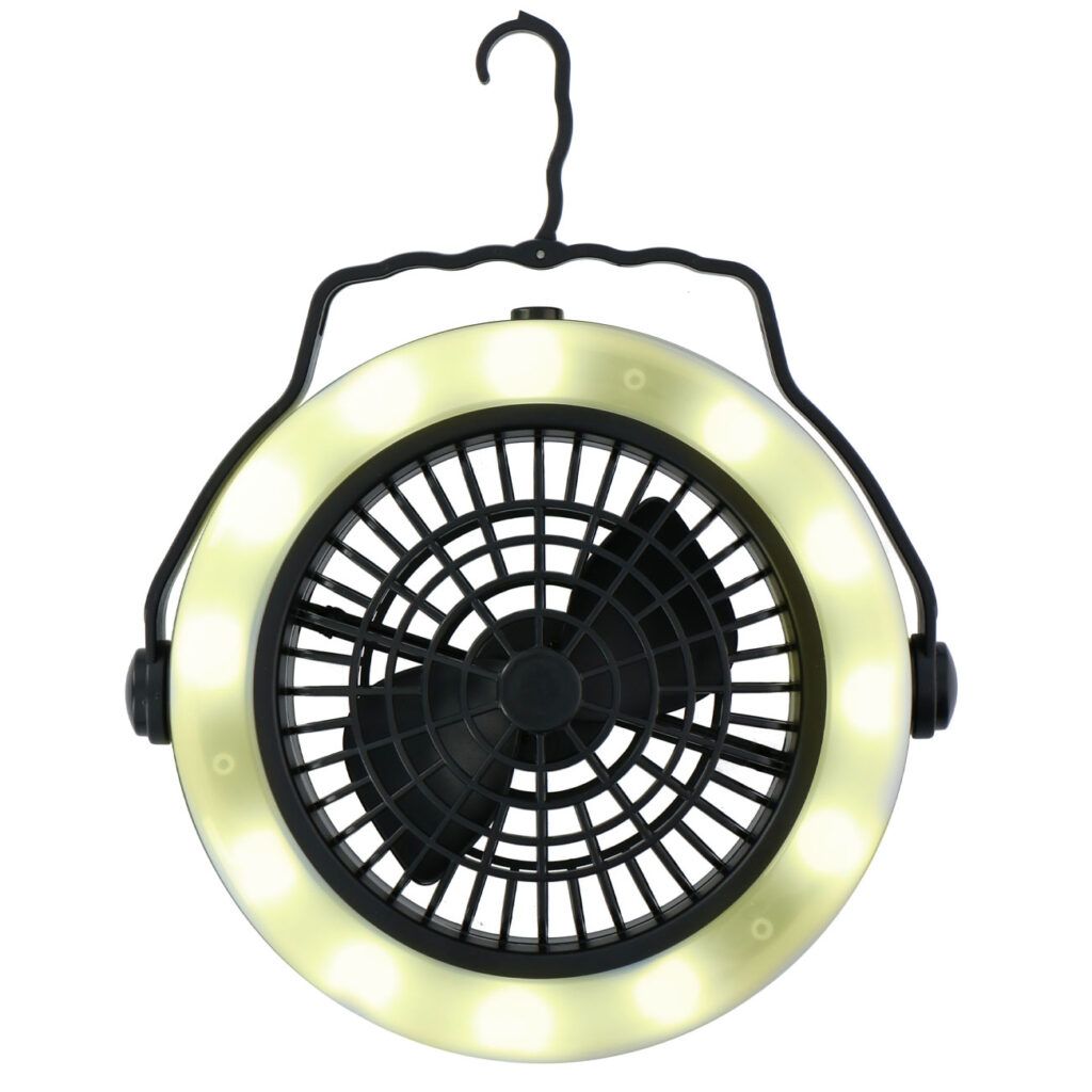Campinglampe mit Ventilator, batteriebetrieben, 17 x 4,7 cm