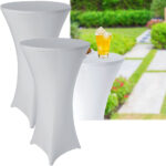 2er-Set Stehtischhusse, weiss für Tische bis 110cm, Ø 80cm