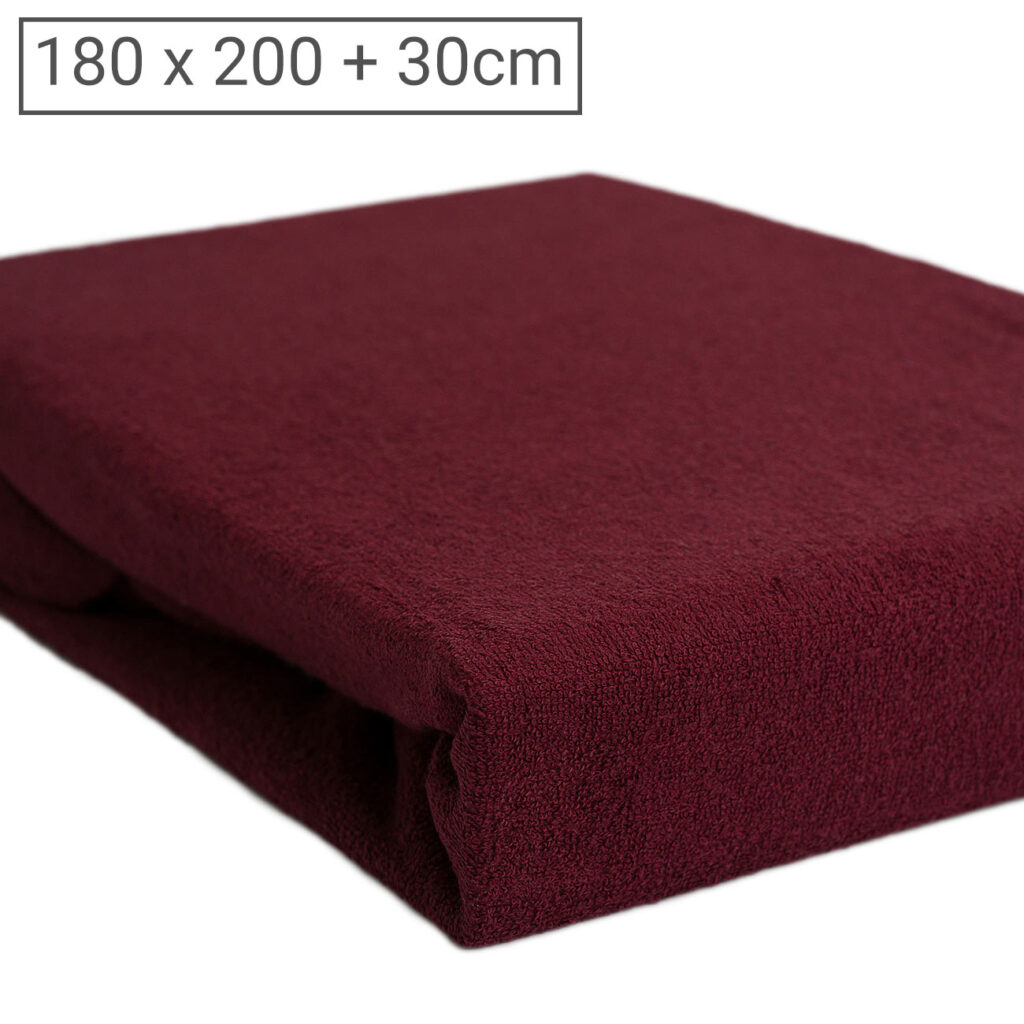 Übergrösse Luxus Frottee Fixleintuch, 80% Baumwolle, 20% Mikrofaser, bordeaux, 180 x 200cm