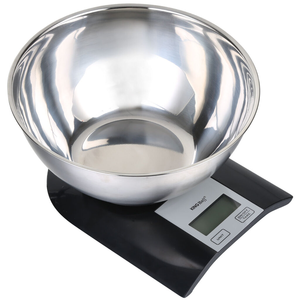 Digitale Küchenwaage mit Schüssel, 2 Liter, Edelstahl Digitale Küchenwaage mit Schüssel, 2 Liter, Edelstahl