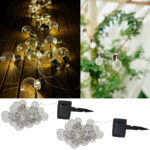 2er-Set LED-Lichterkette mit 20  LEDs in Glühbirnenform, solarbettrieben, 3,8 Meter