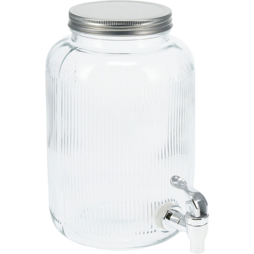 Getränkespender aus Glas mit Deckel, 4l, zylinderförmig