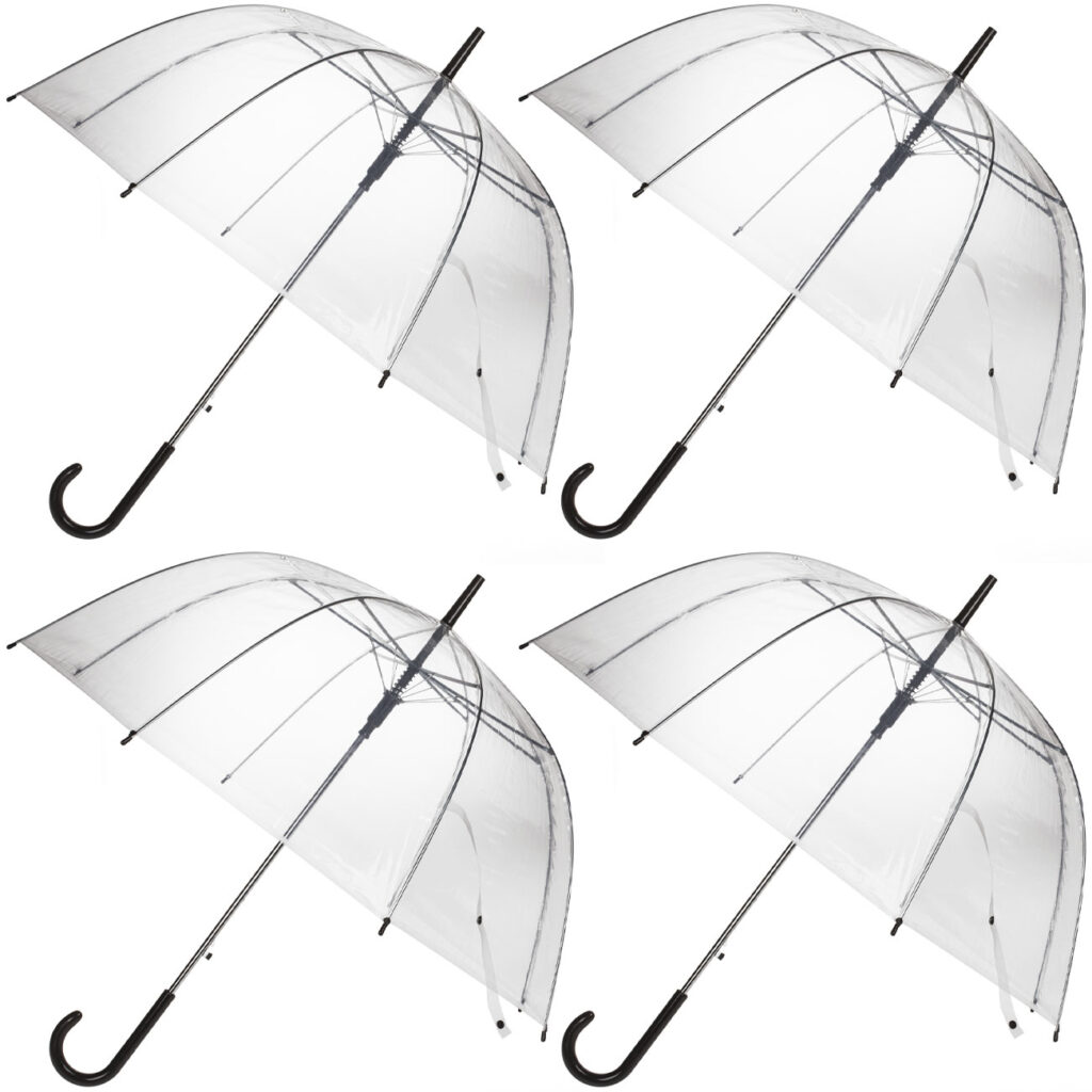 4er-Set Regenschirm mit Automatiköffnung, transparent, Ø 85 cm