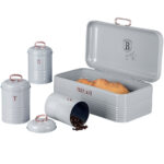 Brotkasten und Küchendosen-Set, grau-roségold